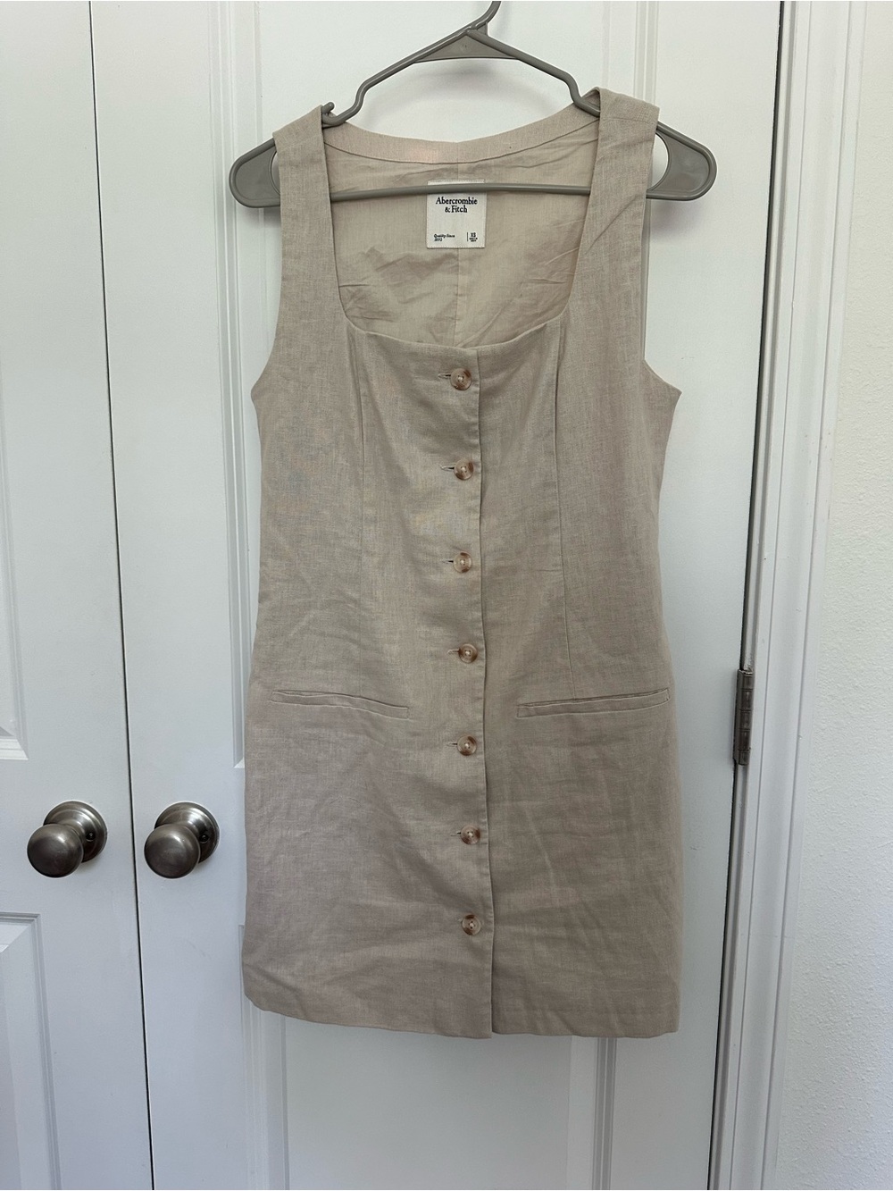 Abercrombie & Fitch Mara Squareneck Linen-Blend Vest Mini Dress - Picture 2 of 7